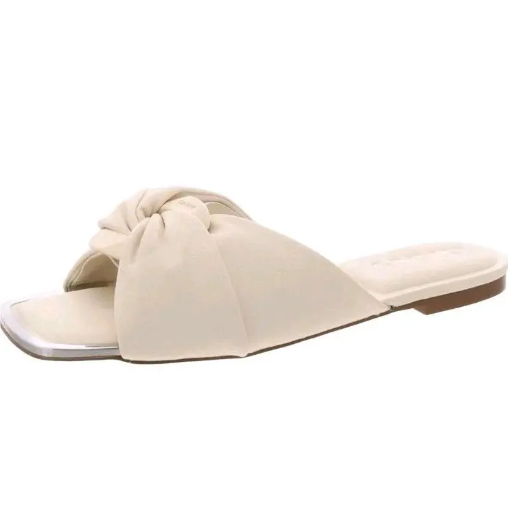Dkny Womens Doretta Ivory Flat Slide Sandals Shoes 6 Medium
