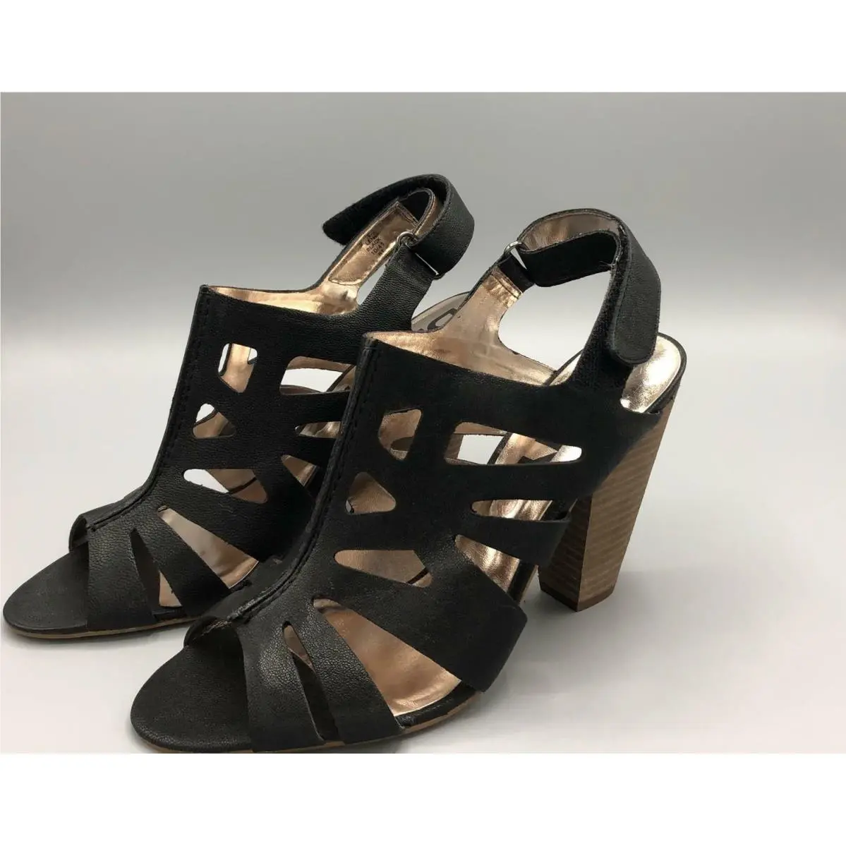 Dknyc Len Platform Heel Sandals Black Vegan Leather Size 10