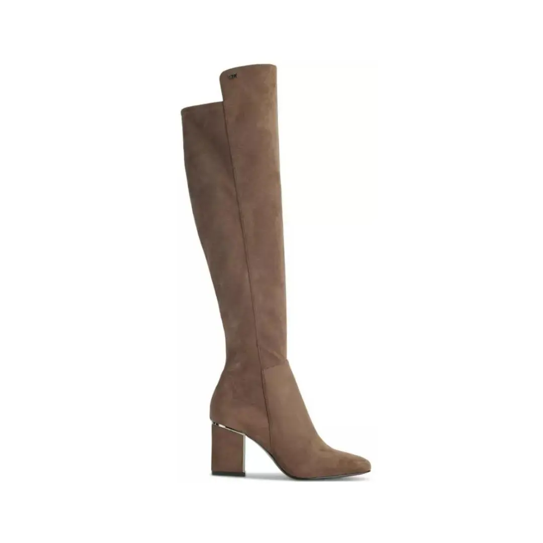 Dkny Women`s Cilli Square Toe Knee High Dress Boots Med Beige 6.5 Zippered