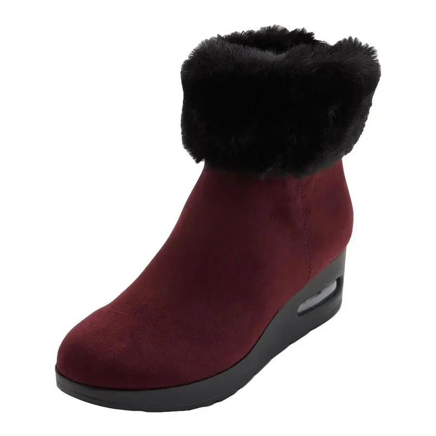Dkny Womens Abri Suede Fur Booties Burgundy 7.5M