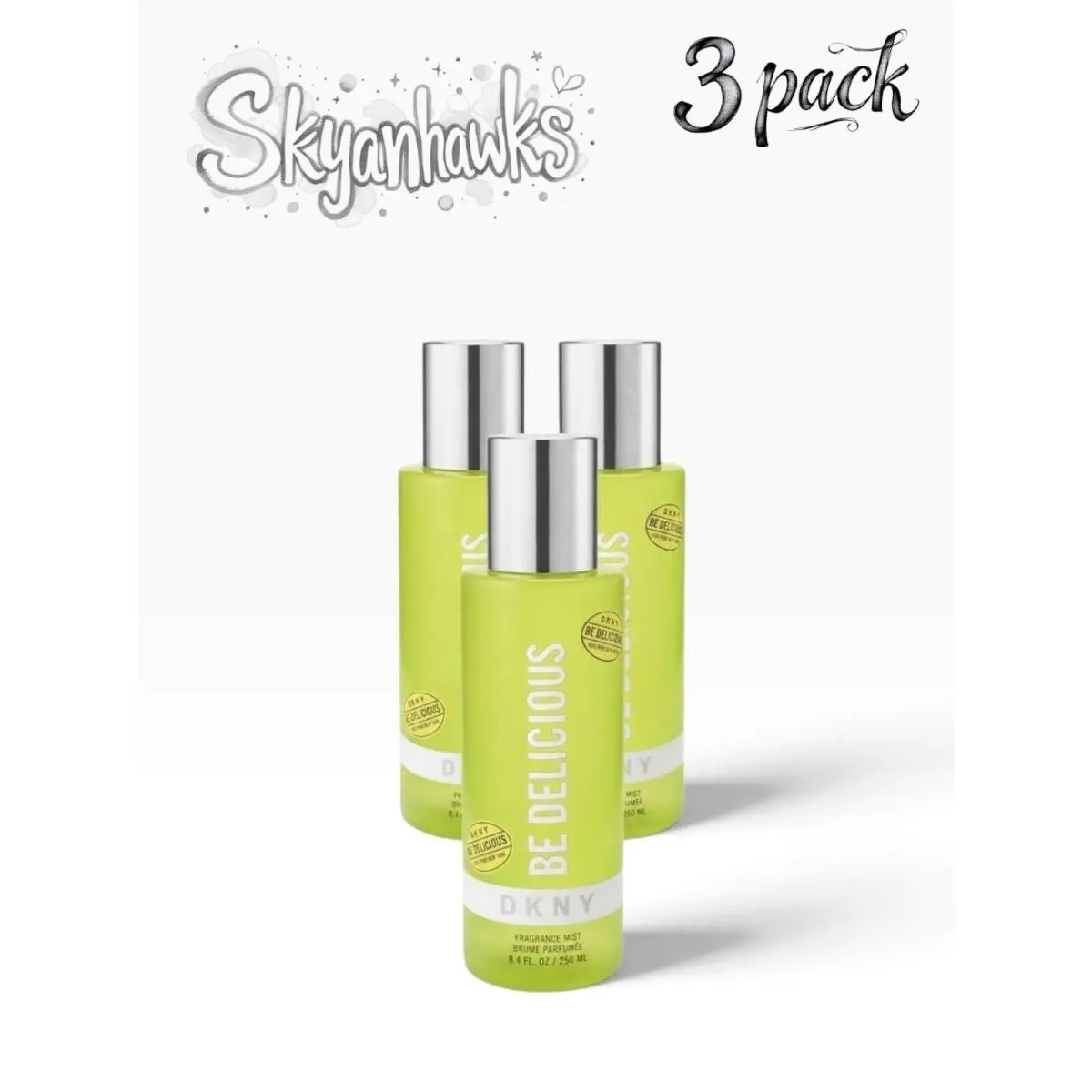 Pack of 3 Dkny Be Delicious Fragrance Mist Spray For Women 8.4 oz