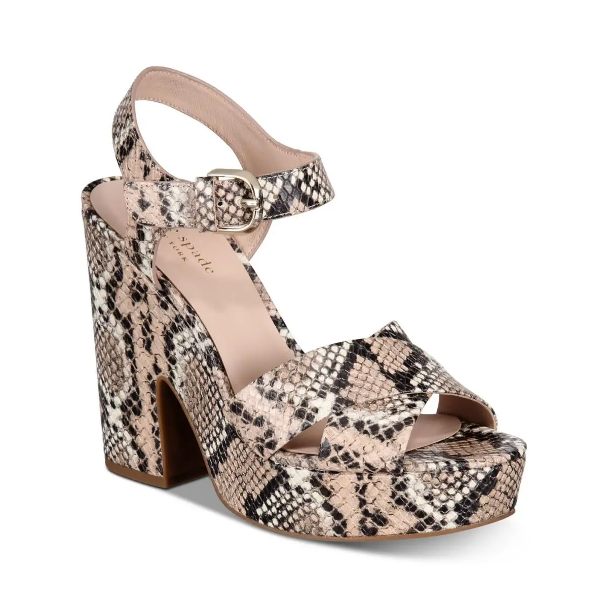 Kate Spade New York Womens Pink Snake 1.5 Platform Grace Leather Sandals 8.5 M