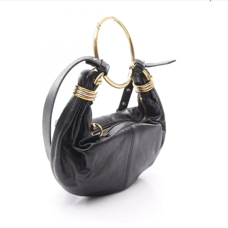 Chloé Small Bracelet Hobo Bag Black Grained Calfskin Gold-tone Hardware