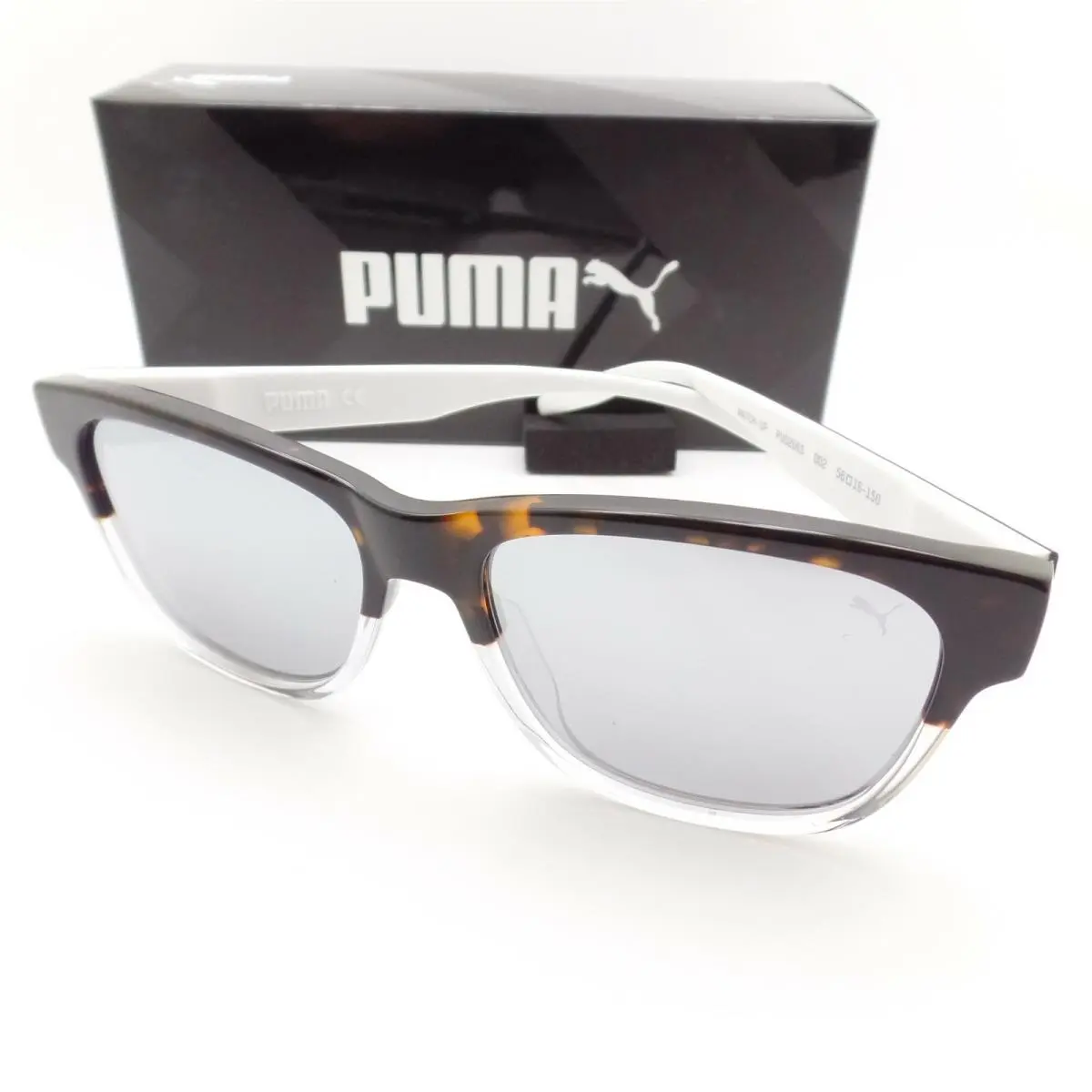 PU0266S 002 Havana Silver Mirror Sunglasses by Puma