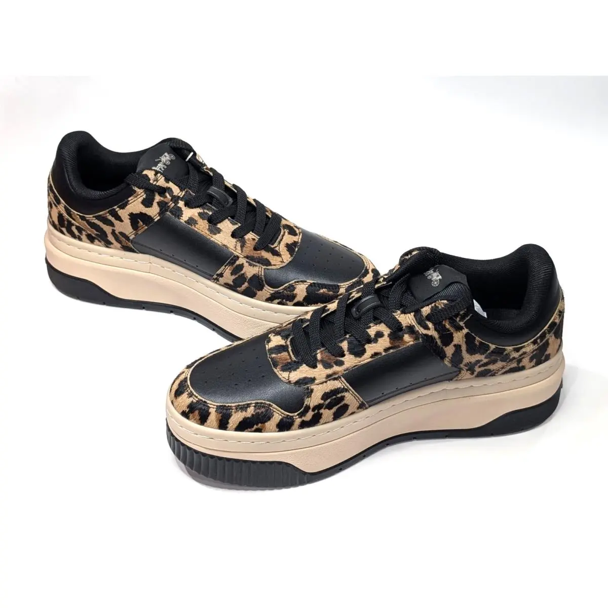 Coach Platform Black/leopard Print Women`s Sneakers - Size 9.5 CCI57