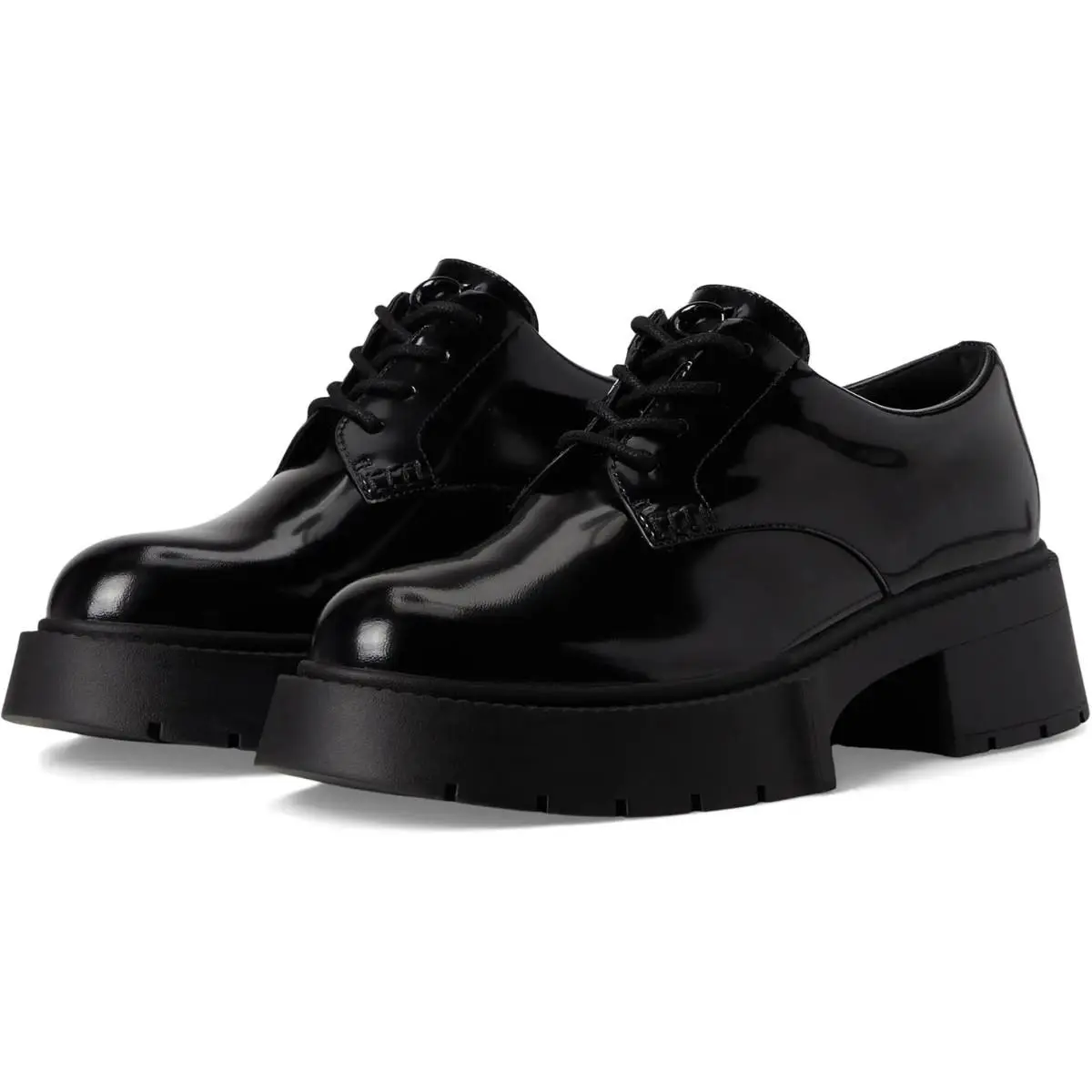 Coach Lyla CZ620 Oxford Womens 7.5 B Black Leather Platform Derby Shoes Hawk3317