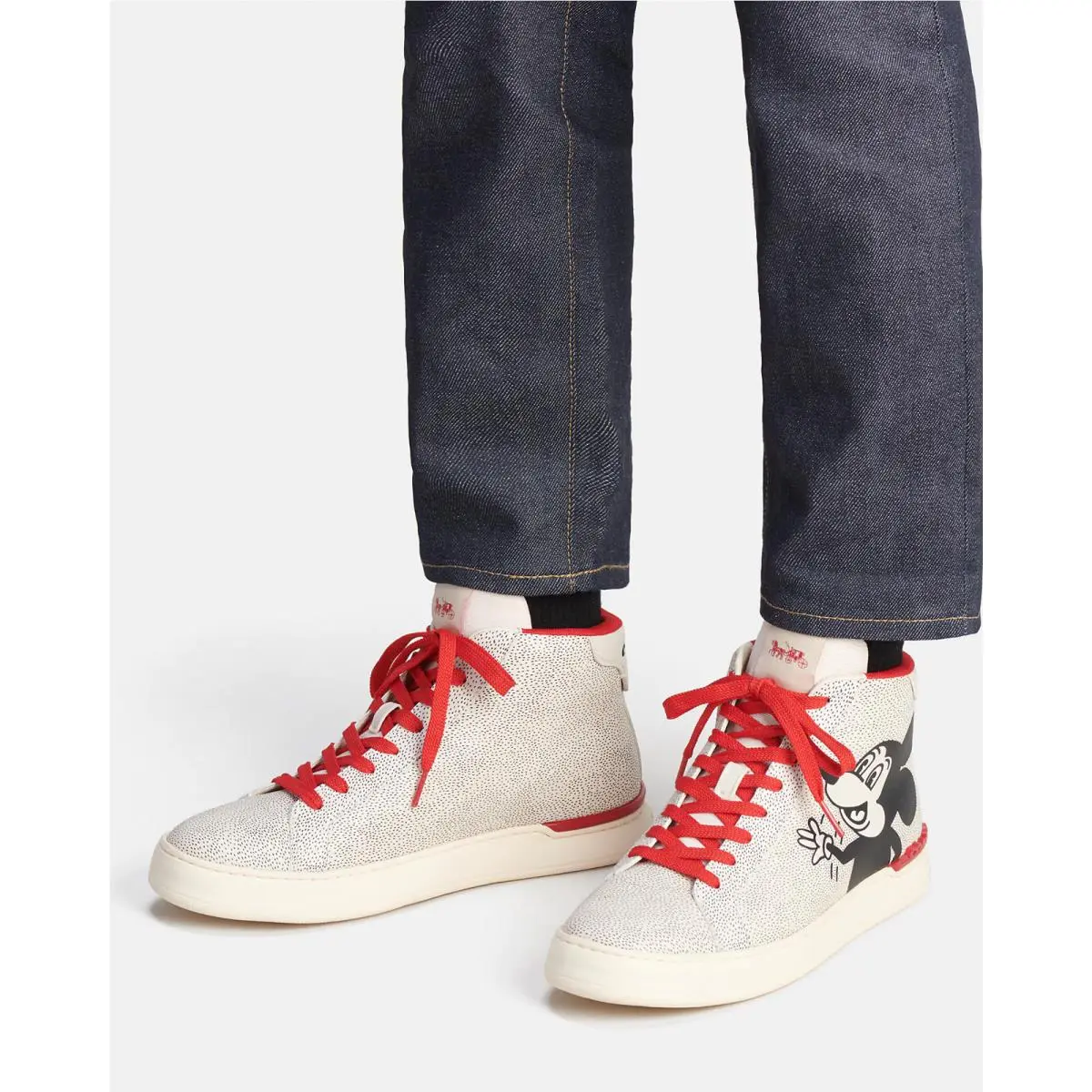 Coach Disney Mickey Mouse Keith Haring Clip High Top Sneaker Shoes 9 9.5 10