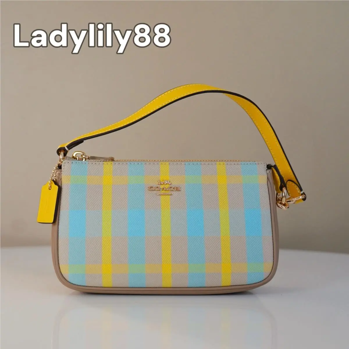 CBK65 Nolita 19 with Plaid Print Jacquard Smooth Leather by Coach