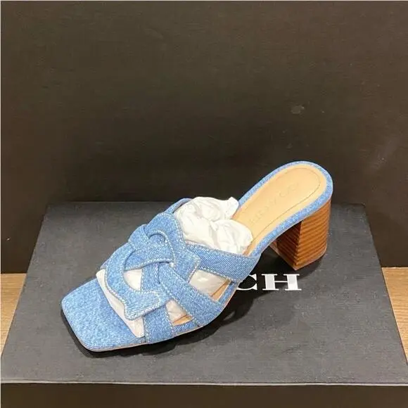 Coach Nikki Denim Blue Slip On Sandals Shoes Pumps Heels 7 10 11
