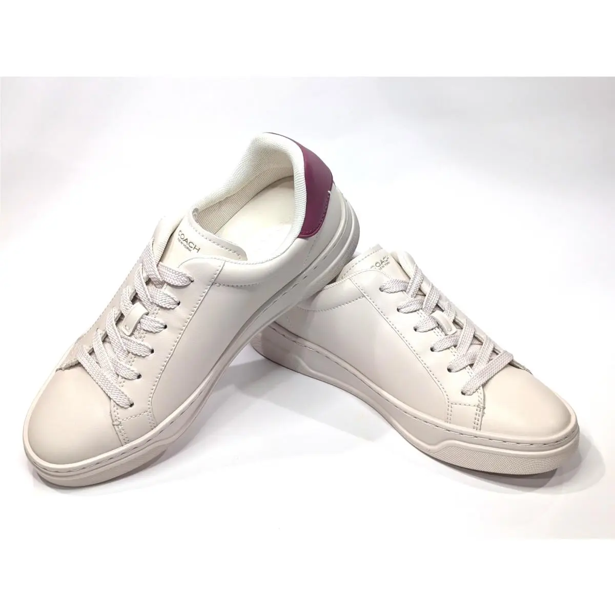 Coach High Line Pink/chalk Leather Women`s Low Top Sneakers - Size 9 CW971