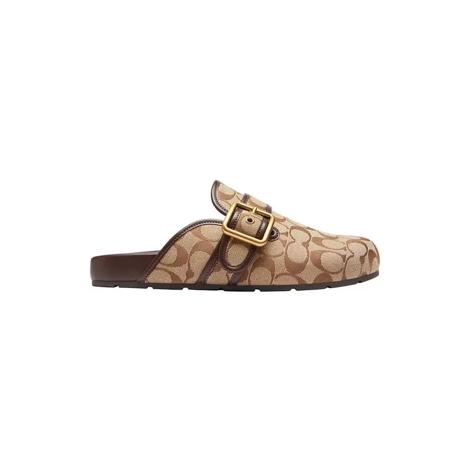 Coach shoes - Coach Signature Sateen Jacquard Archival Buckle Clogs - CFX82 - Brown 1