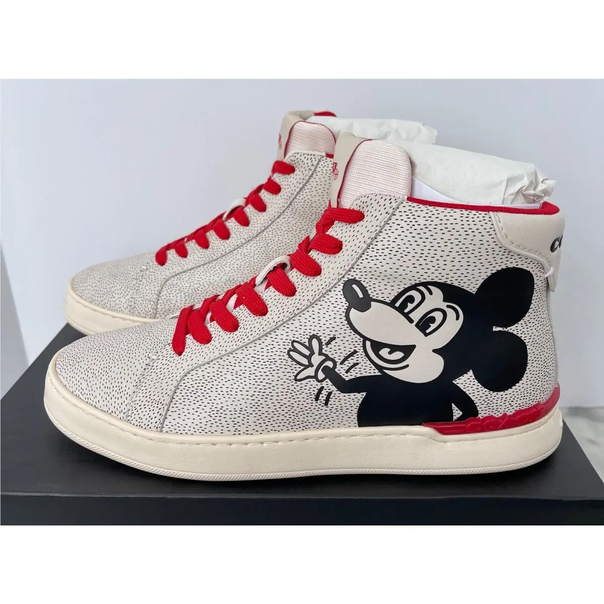 Coach Disney Mickey Mouse X Keith Haring Clip High Top Sneaker Chalk/black