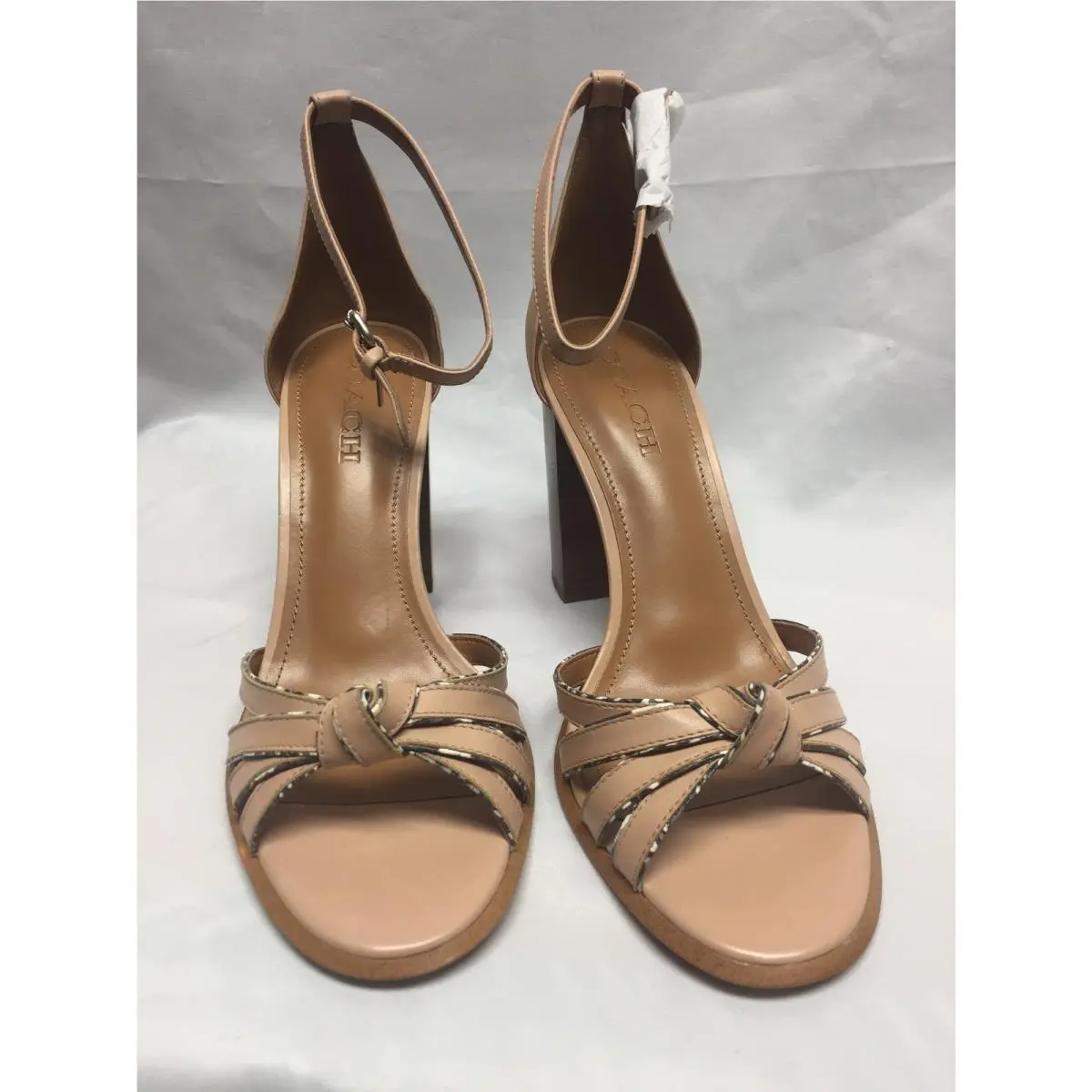 Coach Kiki Block-heel Sandals A01932 Beachwood/ Black White 8 9.5
