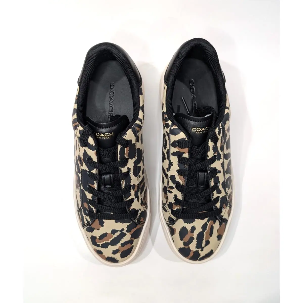 Coach shoes - Coach High Line Leather Sneaker - CVV98 - Black/Leopard 11