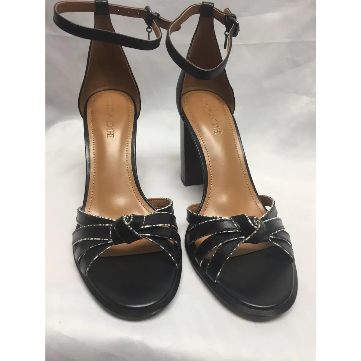 Coach Kiki Block-heel Sandals A01932 Black/ Black White 10M