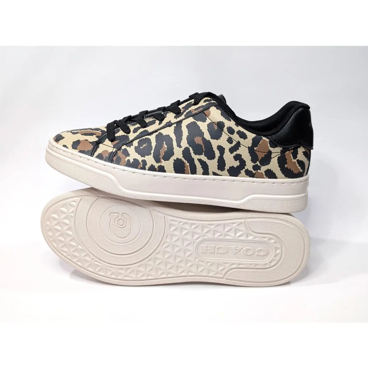 Coach shoes - Coach High Line Leather Sneaker - CVV98 - Black/Leopard 2