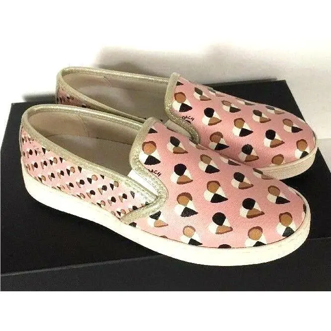 Coach Style C117 FG2113 Slip on Heart Print Women`s Shoes Size 5.5 B Blush