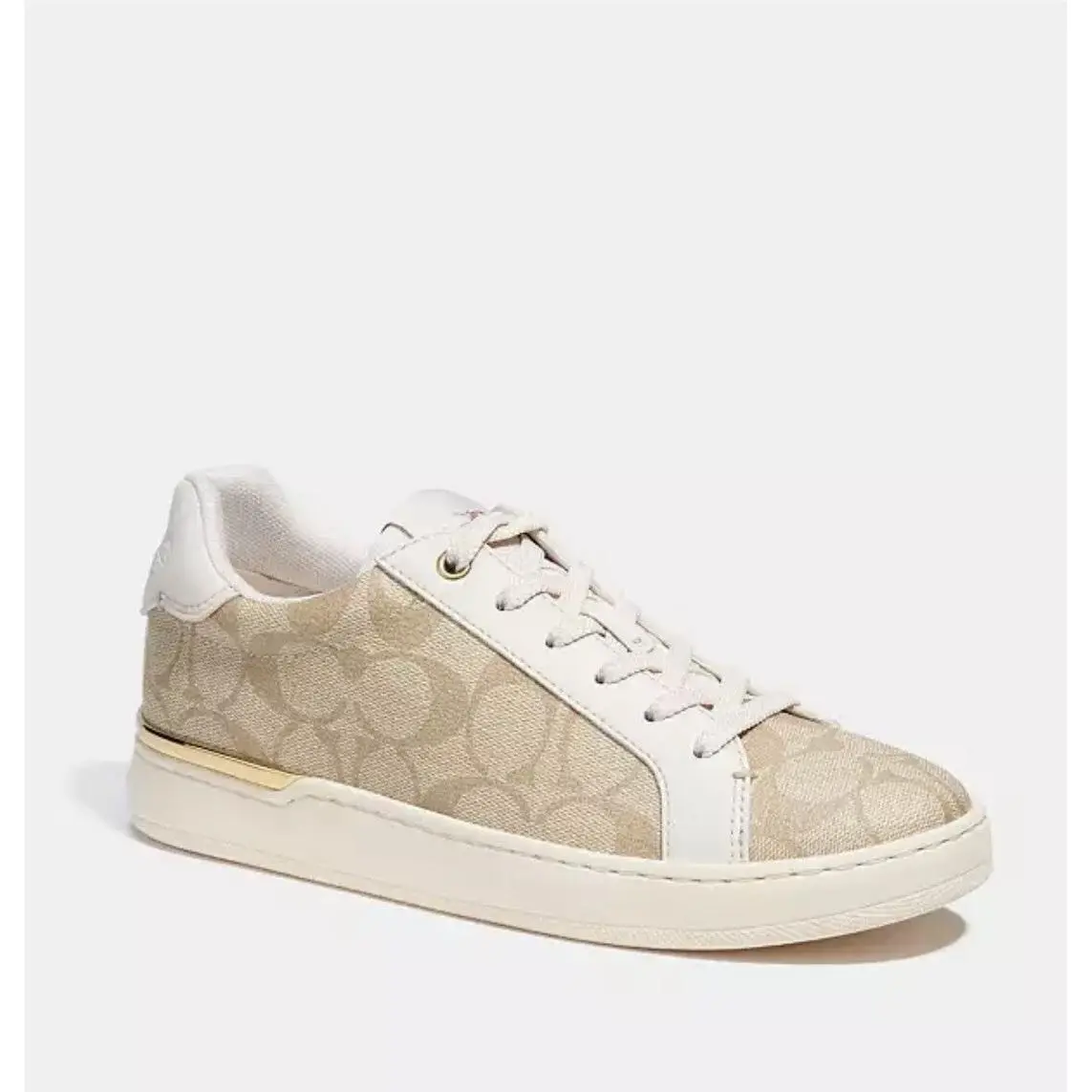 Coach Clip Signature Pvc Low Top Sneaker Size10B CH099 Color Light Khaki/chalk