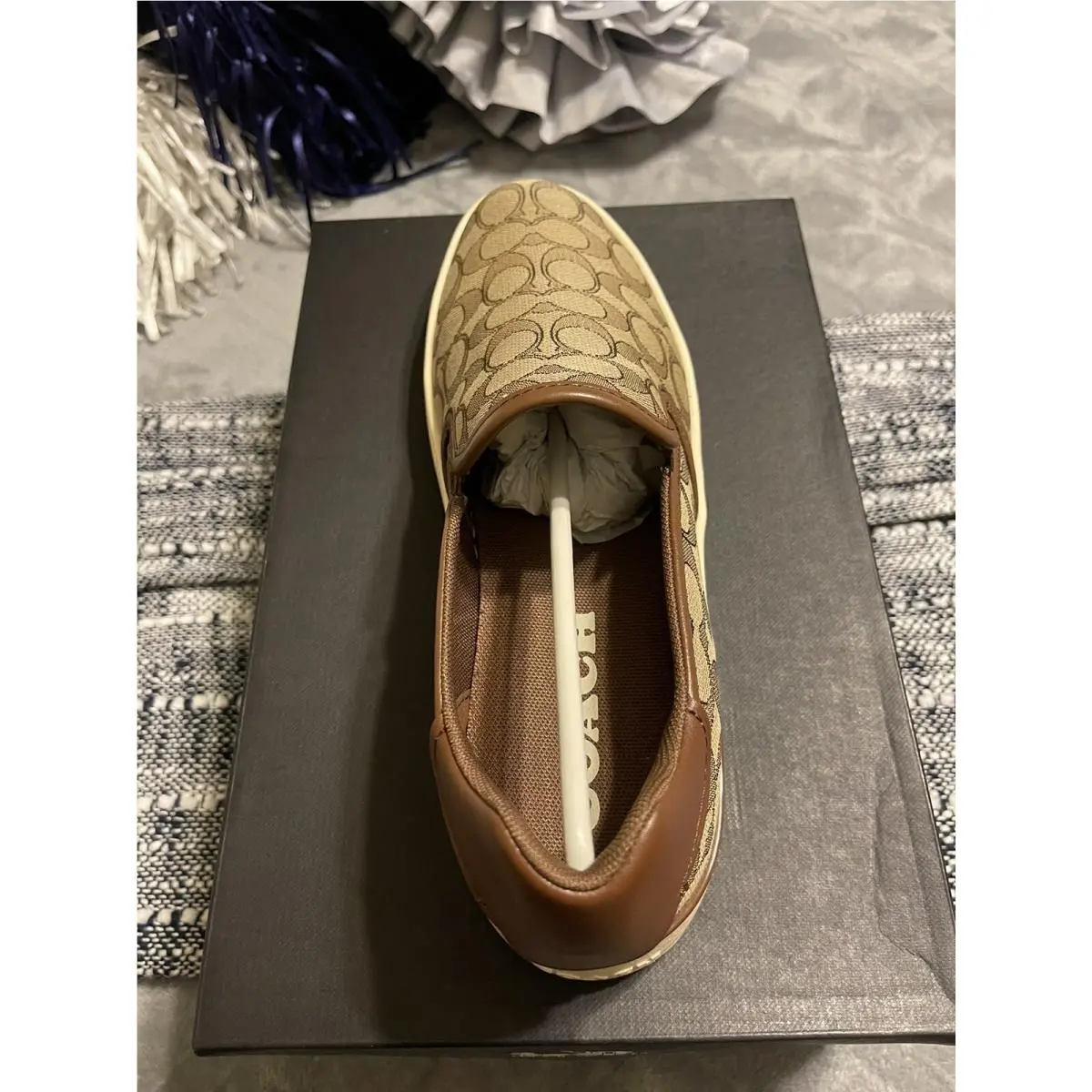 Coach shoes - Coach Wells Signature Slip On Sneaker - C4393 - Khaki, Saddle (UPC: 0195031260216) 2