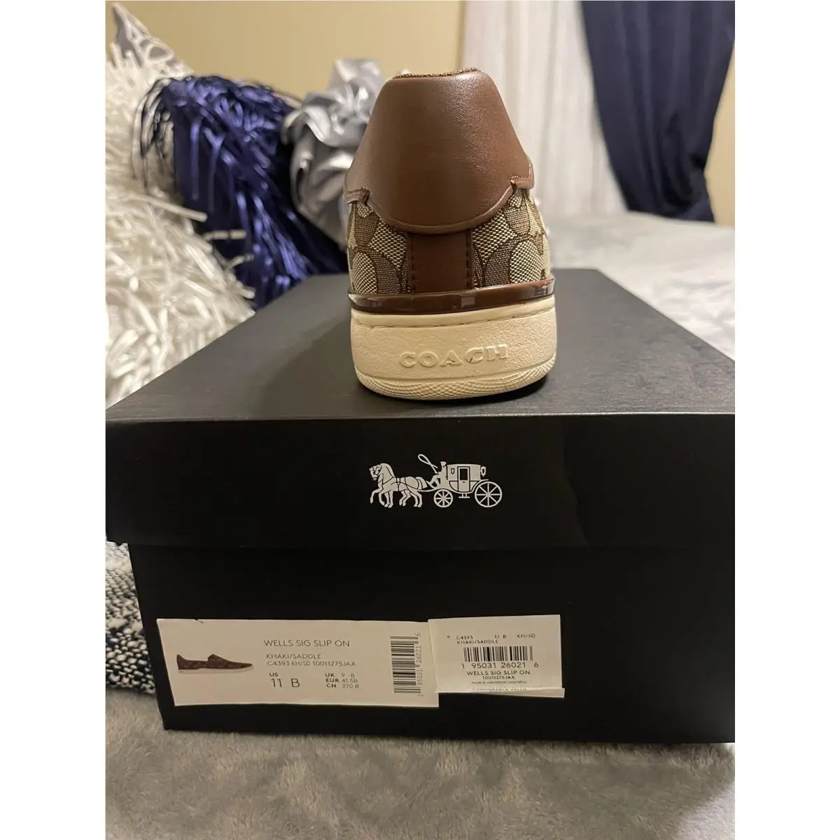 Coach shoes - Coach Wells Signature Slip On Sneaker - C4393 - Khaki, Saddle (UPC: 0195031260216) 3