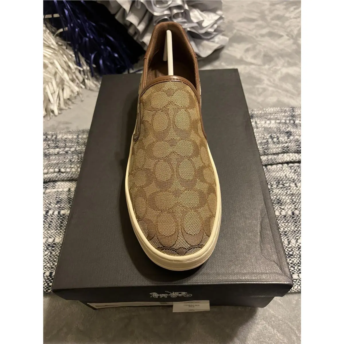 Coach shoes - Coach Wells Signature Slip On Sneaker - C4393 - Khaki, Saddle (UPC: 0195031260216) 4
