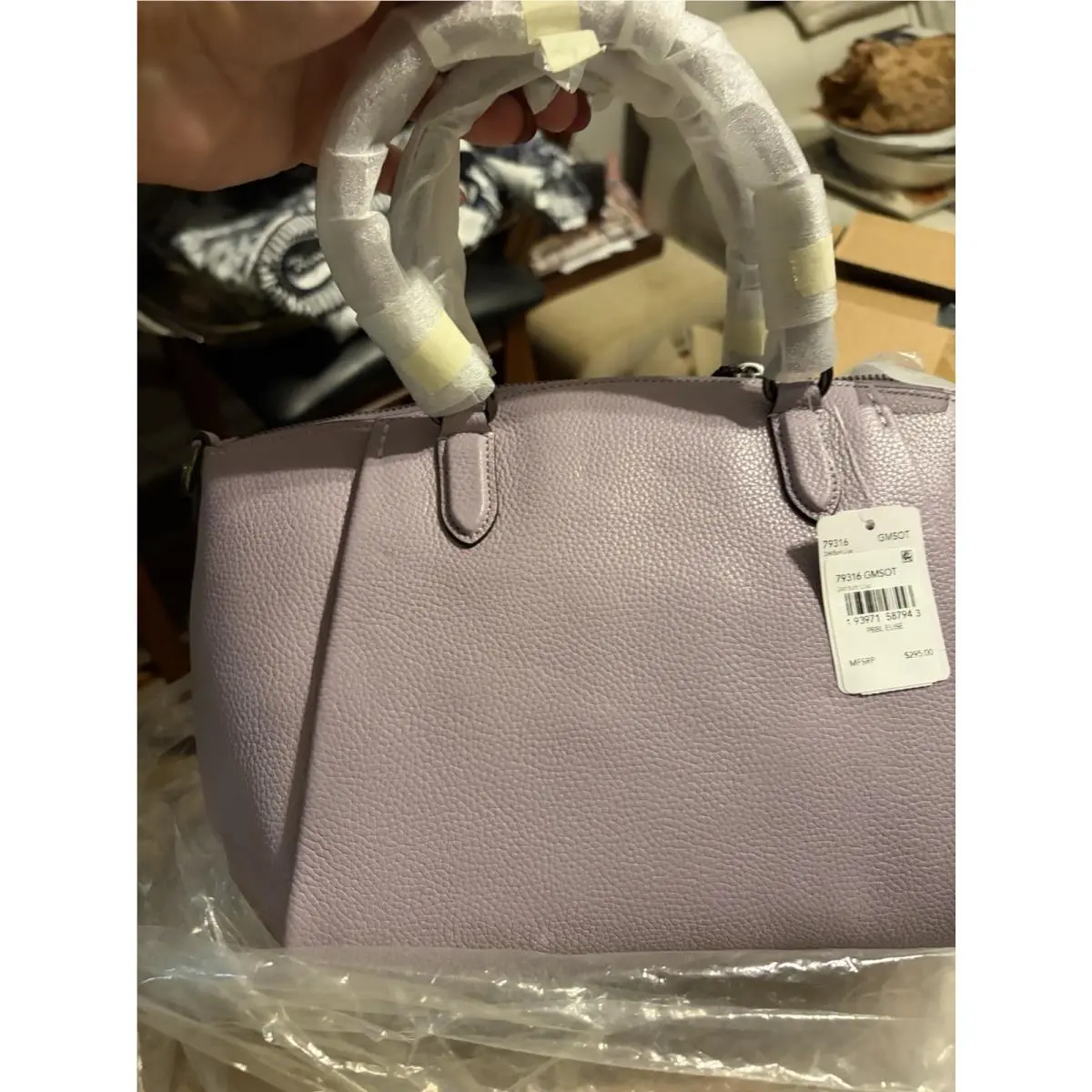 In Wrap  79316 Elise Soft Lilac Pebbled Leather Satchel by Coach