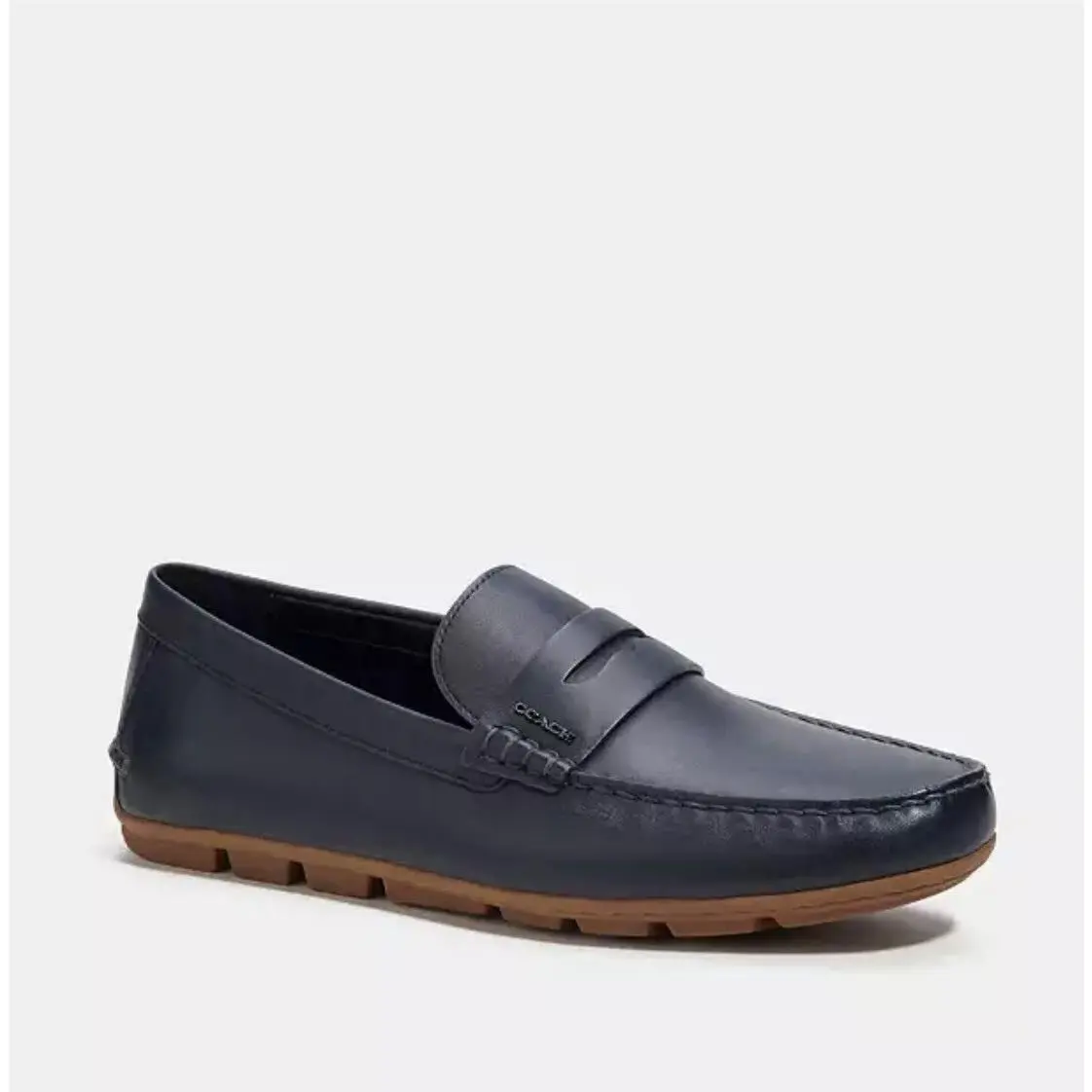Coach Men’s Mott Leather Driver Loafers Size 7D Color Midnight Navy CI327