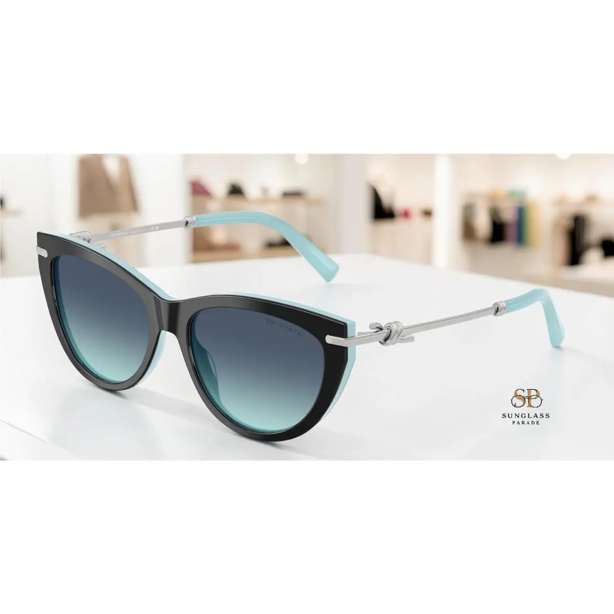 Tiffany TF4253F 80559S Black On Tiffany Blue Azure Gradient 55mm Womens Sunglass by Tiffany & Co.