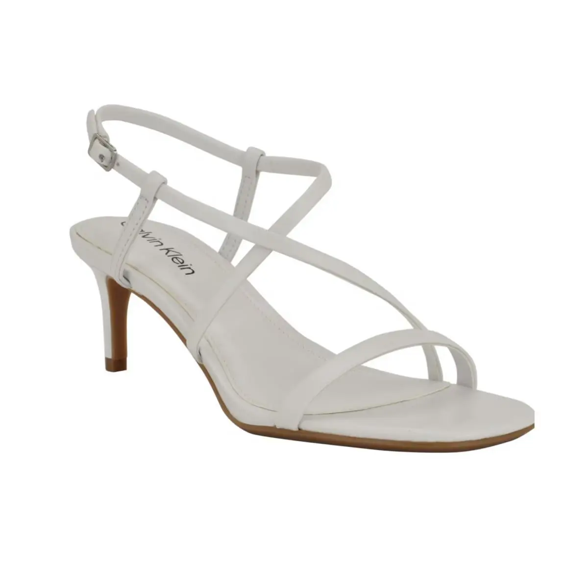 Women`s Calvin Klein Ishaya Strappy Low Stiletto Sandals White