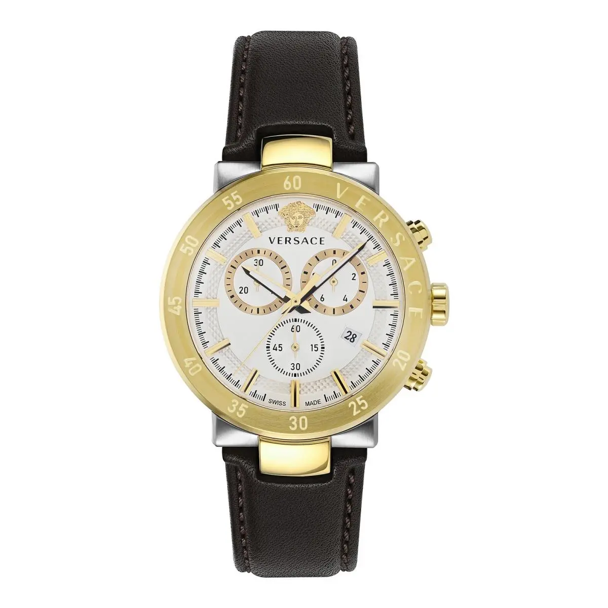 Mens Two Tone 43mm Strap Fashion Watch by Versace