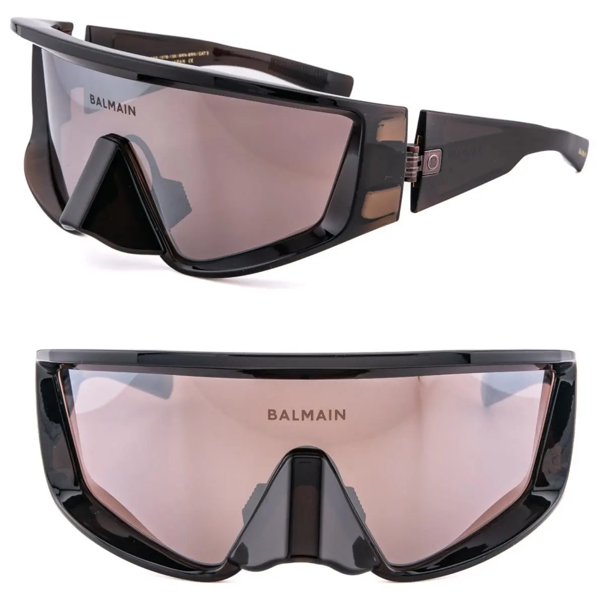 Balmain Espion BY Akoni BPS157 Brown 18K Gold Mask Bps 157 B Limited Sunglasses