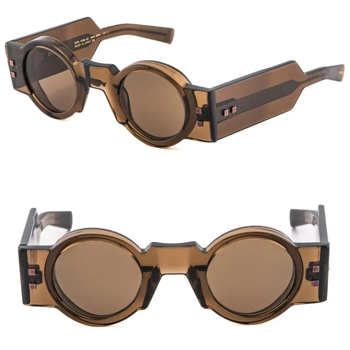 Balmain Olivier BY Akoni BPS159 Brown 18K Gold Bold Round Bps 159 B Sunglasses