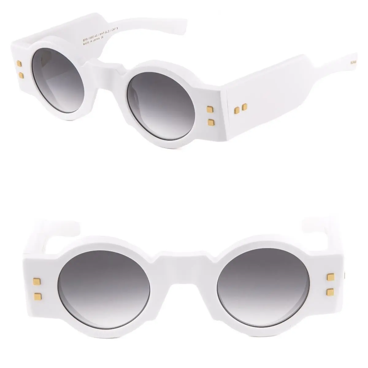 Balmain Olivier BY Akoni BPS159 White 18K Gold Bold Round Bps 159 C Sunglasses