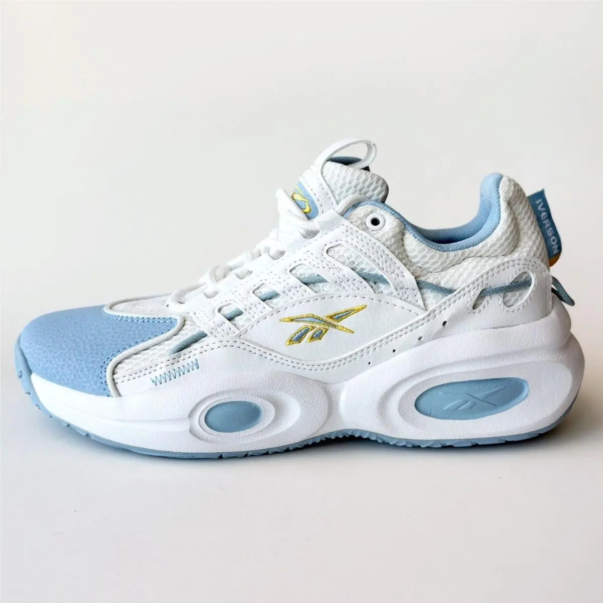 Reebok Solution Mid Allen Iverson Basketball Shoes Mens 6.5 White Fluid Blue