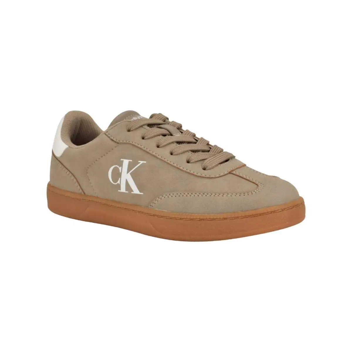 Calvin Klein Women`s Narissa Logo Lace-up Sneakers Taupe/white SZ 6.5