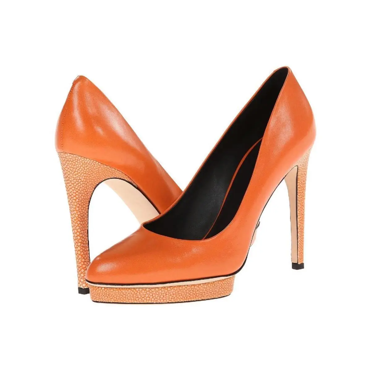 Calvin Klein Collection Demi Leather Lux Pump Shoes Fire/stingray 10 - Fire/stingray( deep orange)