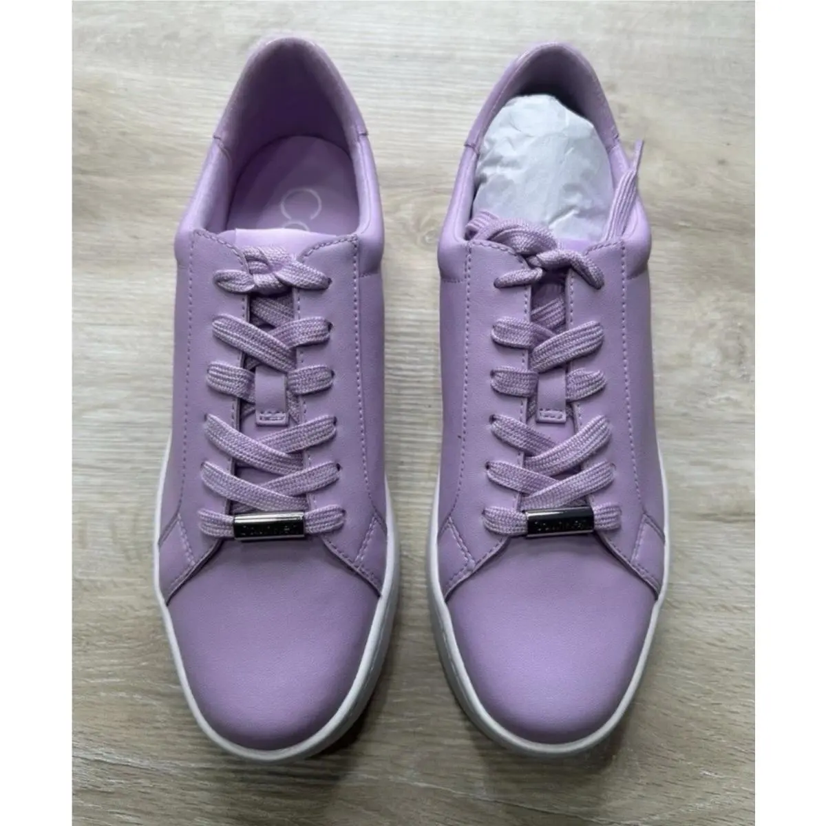 Calvin Klein Womens Sneakers Stone Pink 9M Clarine Eco Smooth Leather
