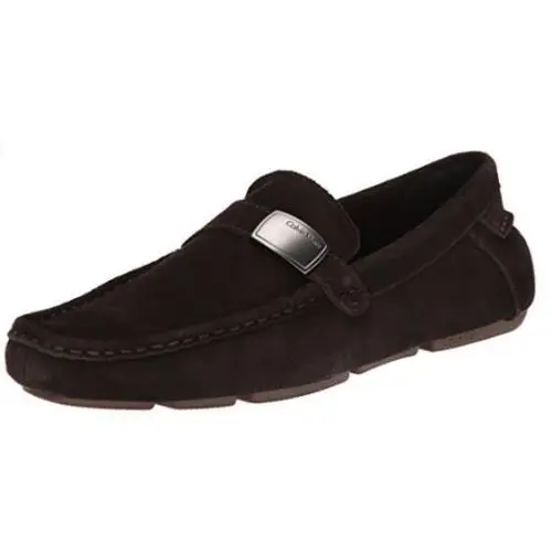 Calvin Klein Men`s Merl Suede Slip-on Drivers Dark Brown Size 10