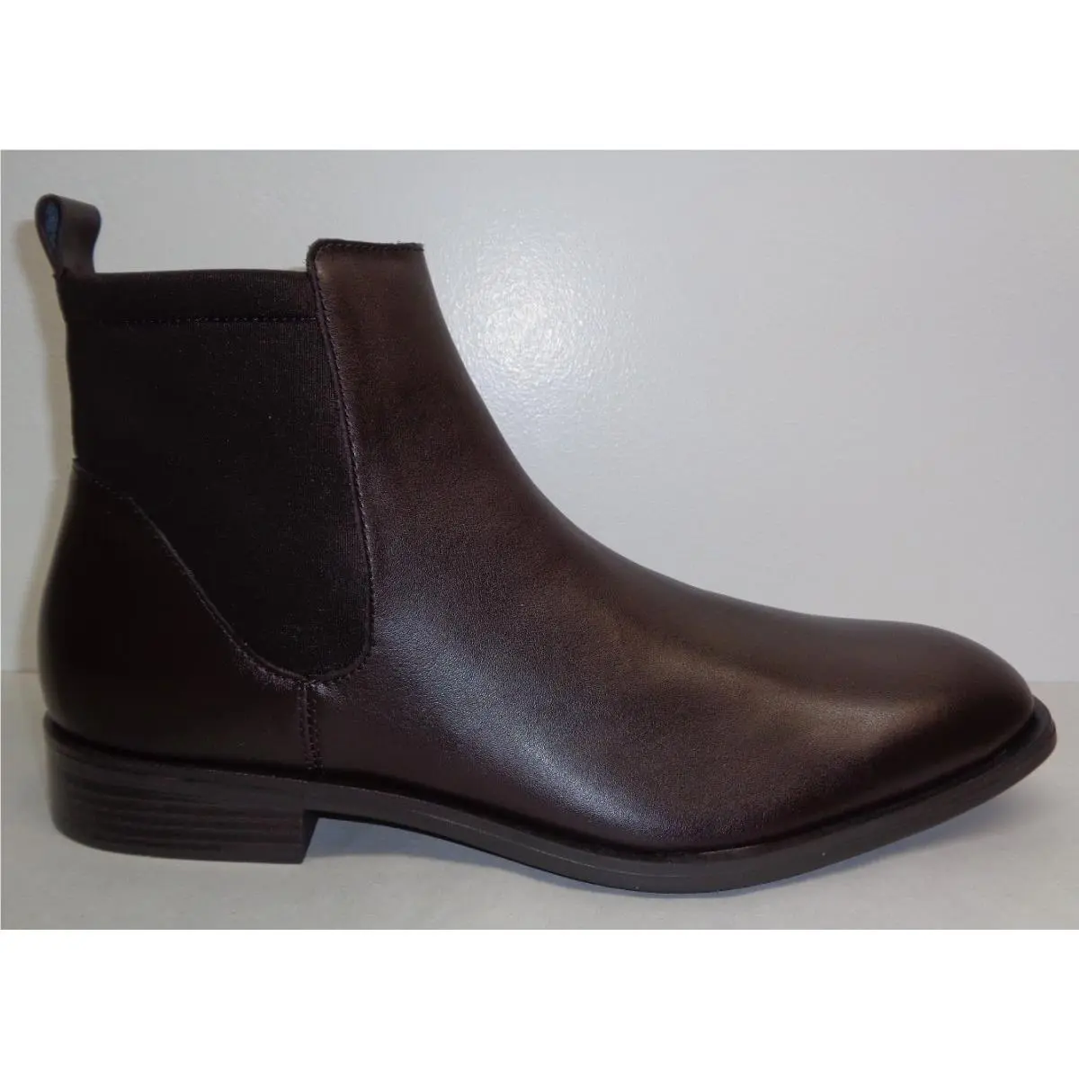 Calvin Klein Size 11.5 M Dai Leather Dark Brown Ankle Boots Men`s Shoes