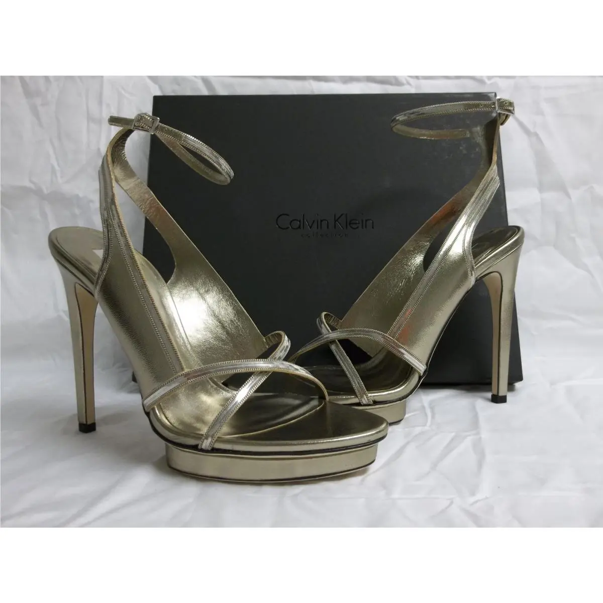 Calvin Klein Collection EU 40 US 10 Karina Argento Leather Heels Women Shoes