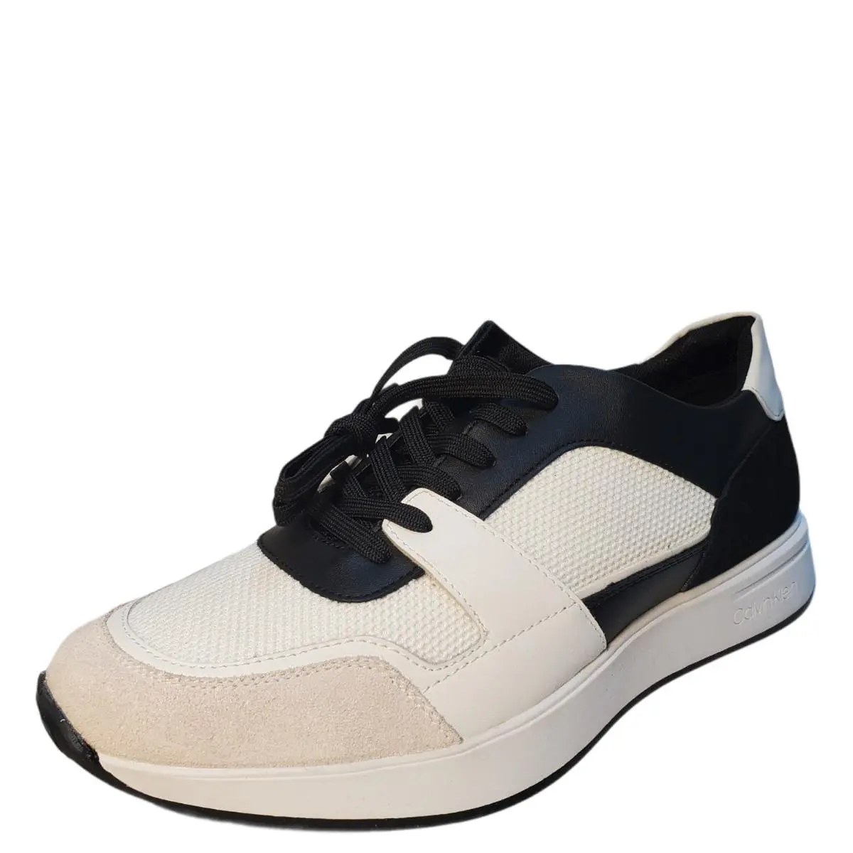 Calvin Klein Men`s Dudley Low Top Sneakers Leather Black and White 10.5M