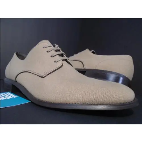 Men`s Calvin Klein Topher Canvas Waxed Oxford Shoes Milkshake Tan F3800 12