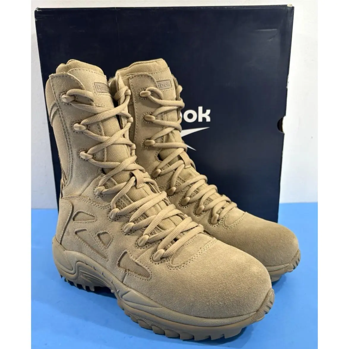 10 M Womens Reebok Rapid Response 8 Zip Comp Toe Boots RB894 Desert Tan
