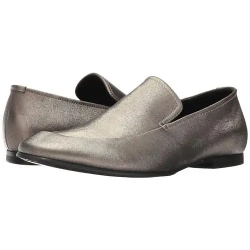 Calvin Klein Nicco US11.5 M Bronze Smoke Embossed Leather Loafers Mens Shoes