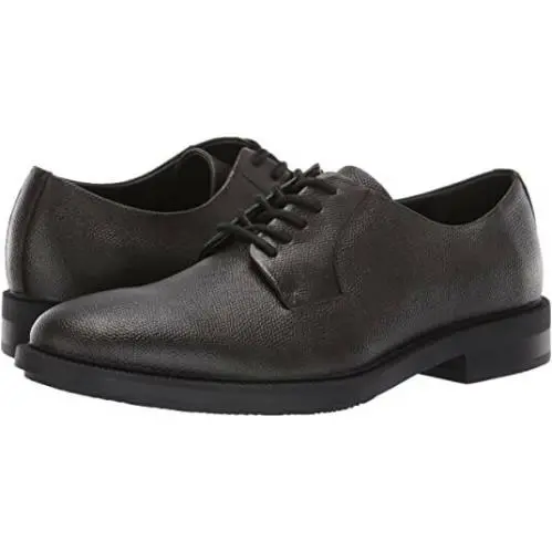 Calvin Klein Men`s Carl Small Tumbled Leather Oxford Shoes Size 11.5 M Black