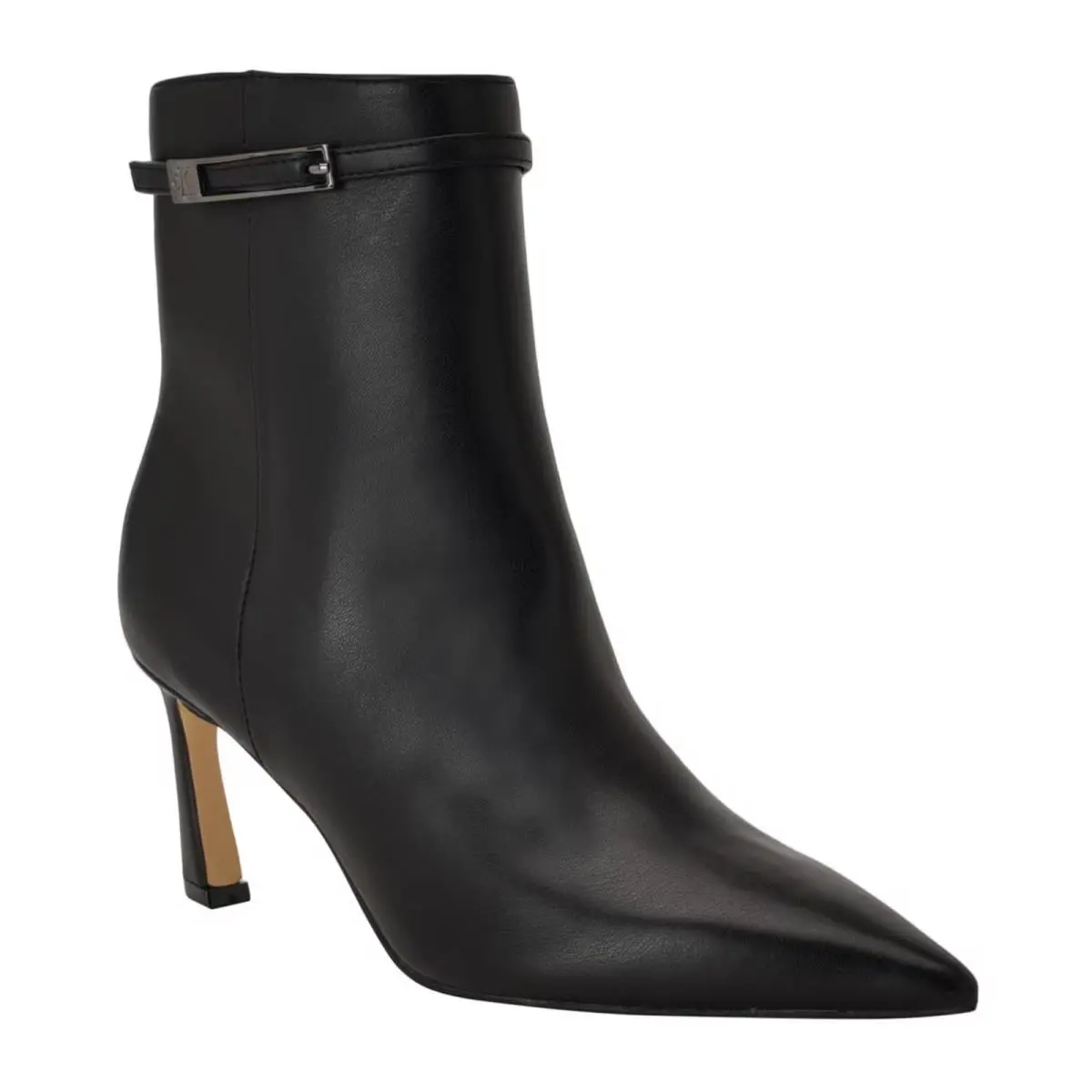 Women`s Calvin Klein Alenna Buckle Strap Stiletto Booties Black SZ 11
