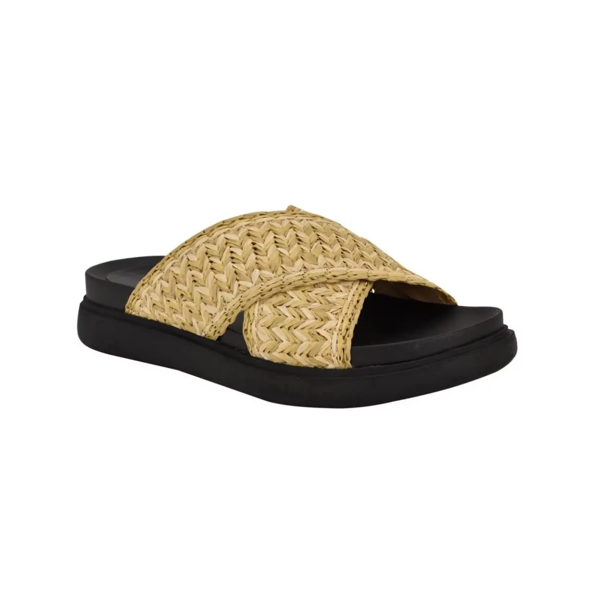 Women`s Calvin Klein Pacen Woven Crisscross Flat Sandals Natural SZ 8.5