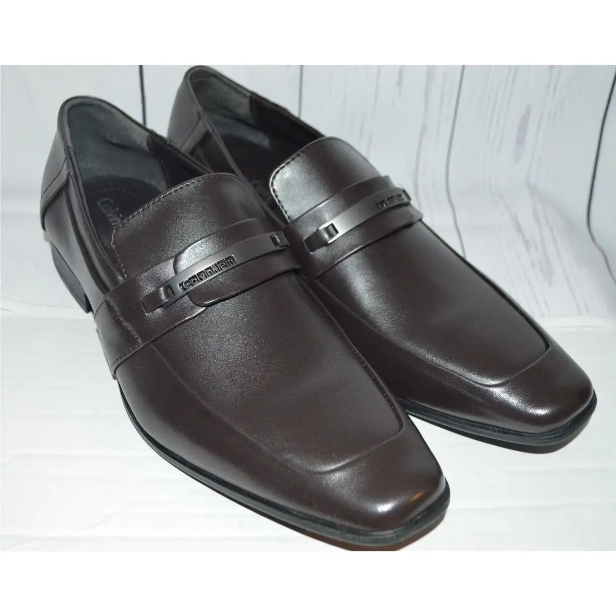 Calvin Klein Brice Action Dark Brown Slip-on Leather Loafer 9.5 Medium