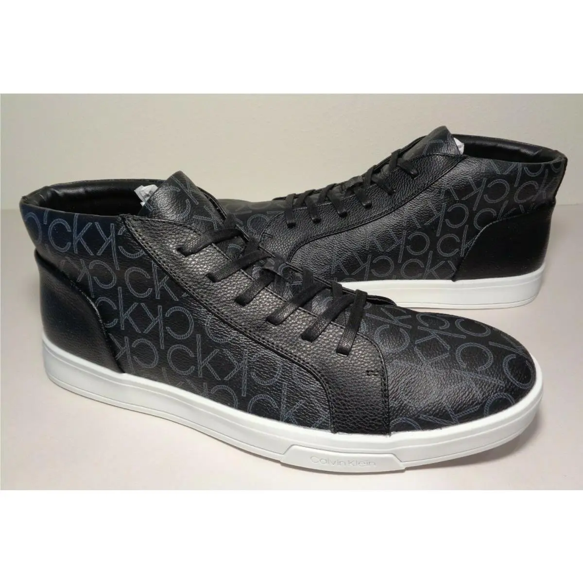 Calvin Klein Size 11 M Bensi Black Monogram High Top Sneakers Men`s Shoes