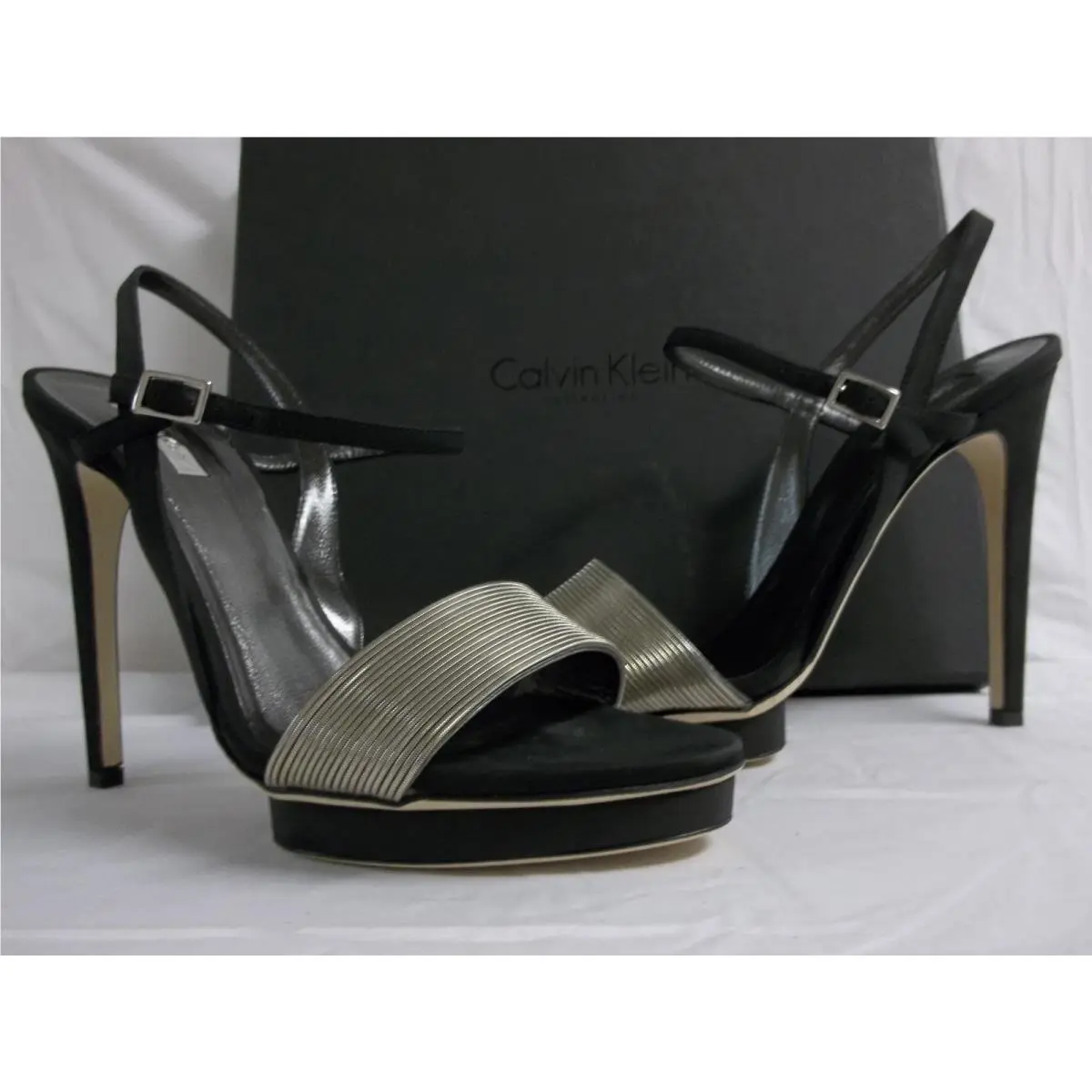 Calvin Klein Collection EU 39 US 9 Kirsa Black Leather Heels Womens Shoes
